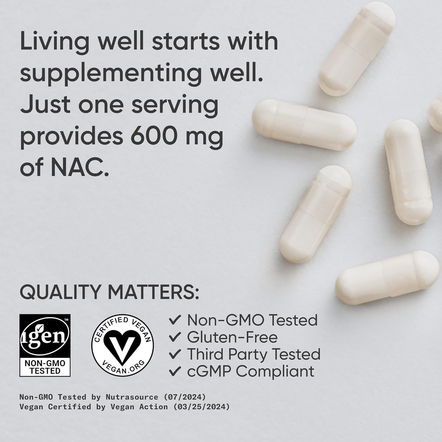 Sports Research Vegan NAC Supplement 600mg - Antioxidant & Immune Support