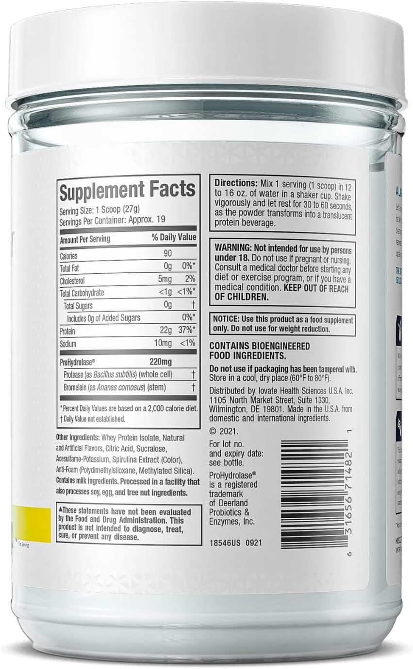 MuscleTech Iso Whey Clear - Ultra Pure Whey Protein Isolate, Lemon Berry Blizzard Flavor, 503g