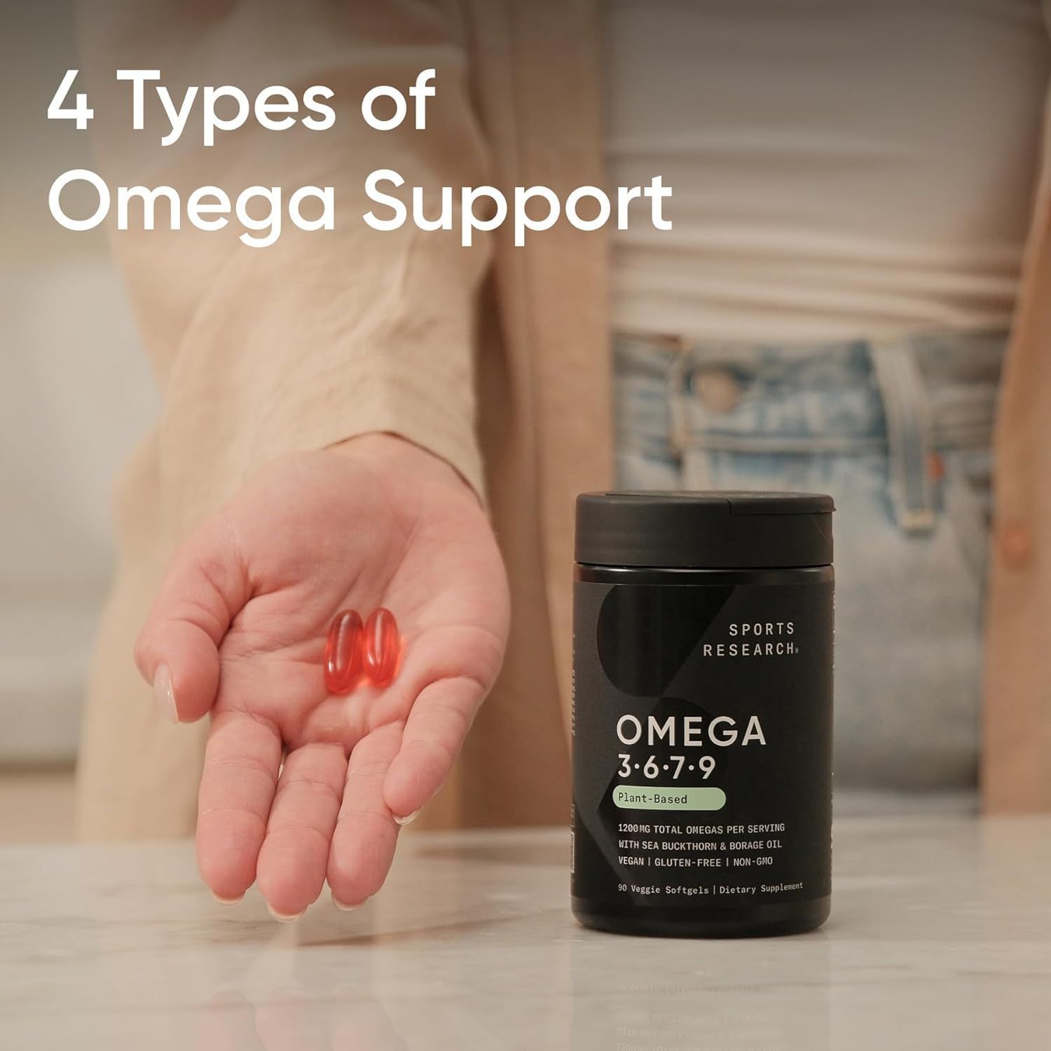 Sports Research Vegan Omega 3-6-7-9 - 1200 mg Multi-Spectrum Fatty Acids