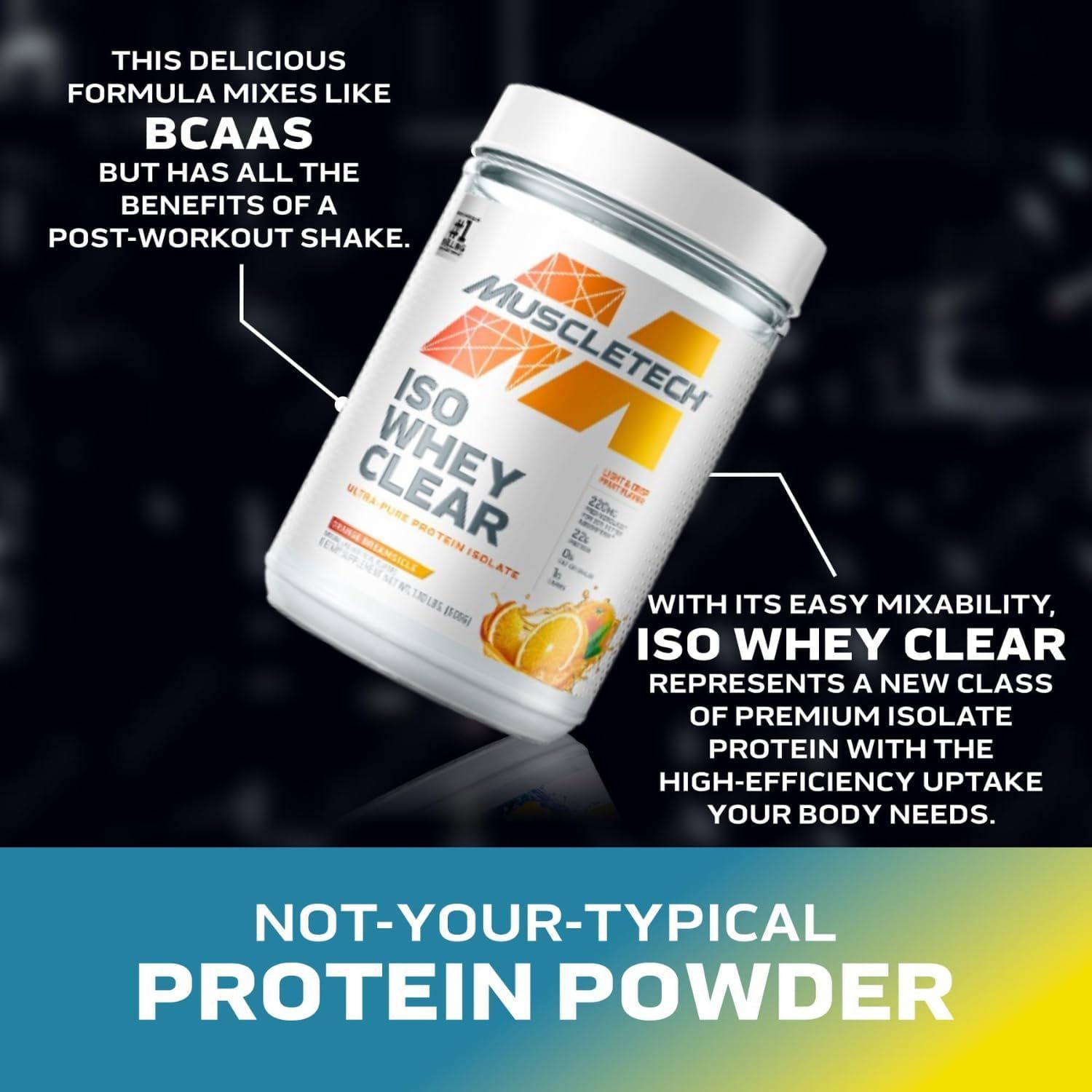 Muscletech ISO Whey Clear: Ultra-Pure 22g Protein Isolate, 0g Sugar, Orange Dreamsicle
