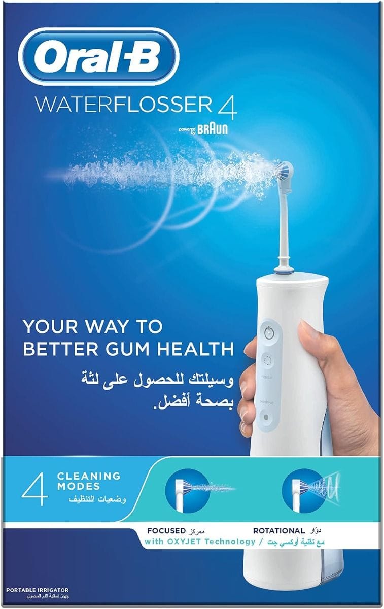 Oral-B Aquacare 4 Cordless Water Flosser with Oxyjet Technology, White - Portable Oral Irrigator