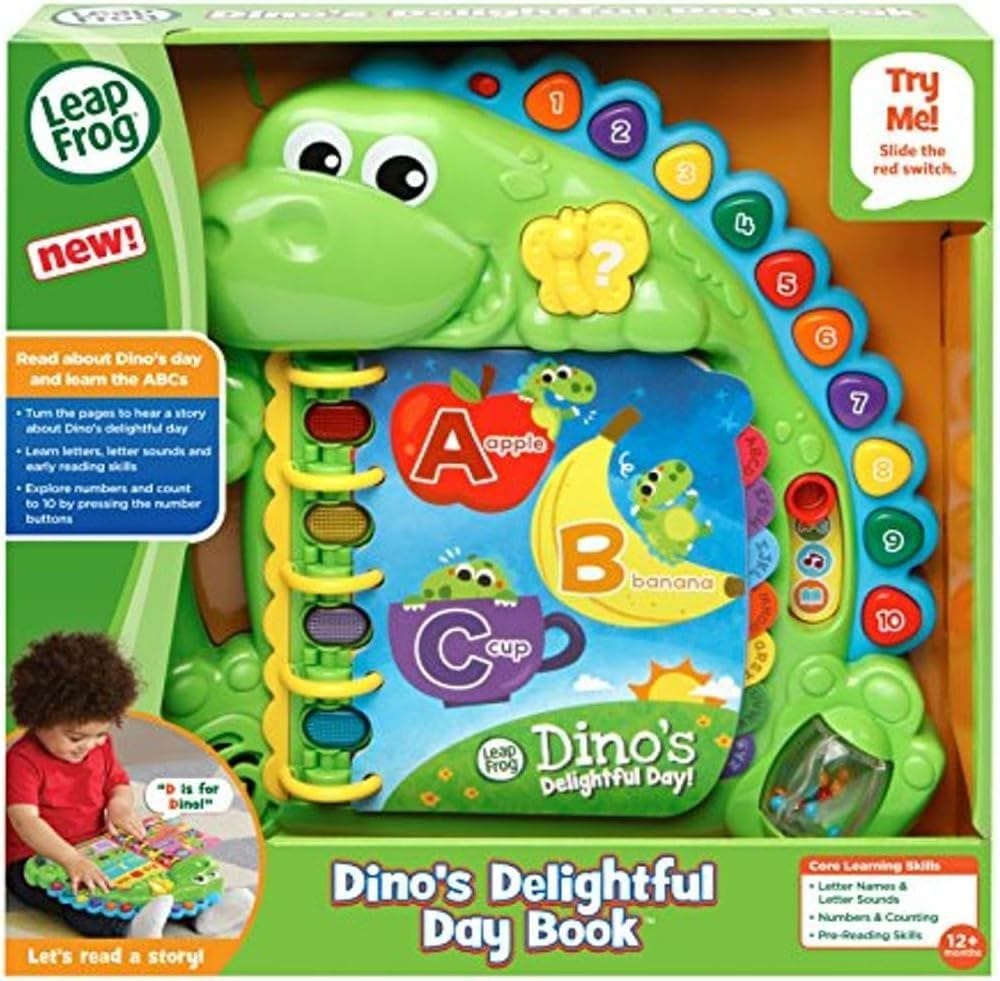 LeapFrog Dino's Delightful Day Bilingual Interactive Alphabet Book for Toddlers, Storybook
