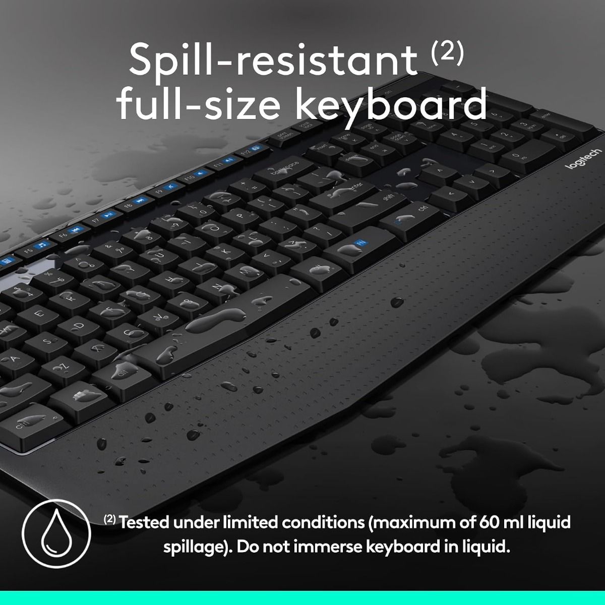 Logitech MK345 Wireless Keyboard and Mouse Combo - Full-Sized Keyboard with Palm Rest, Comfortable | Black