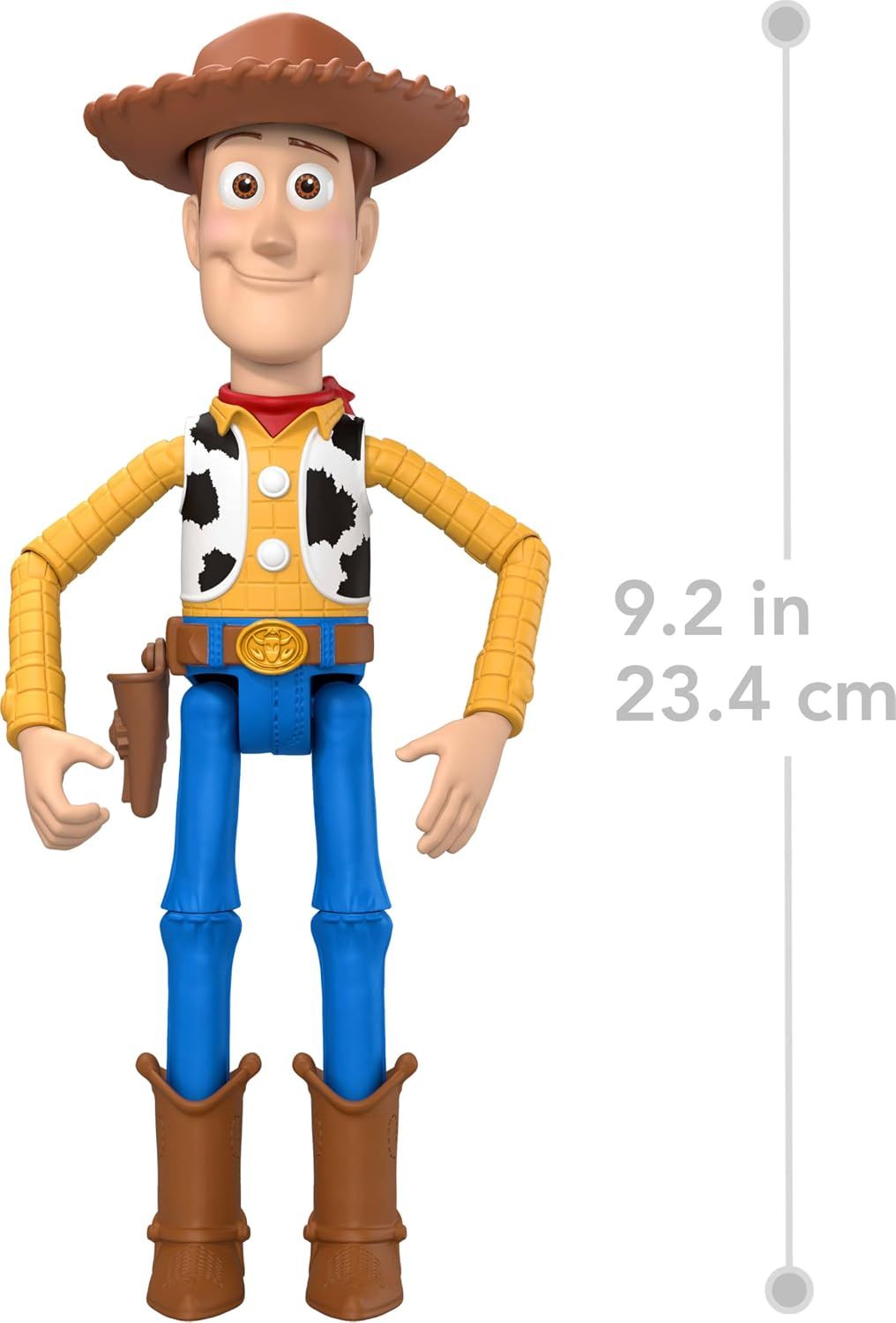 Mattel Disney Pixar Toy Story Woody Action Figure, 9.2-Inch Posable Cowboy Sheriff with Removable Hat & Accessories, Collectible Toy, Multicolor