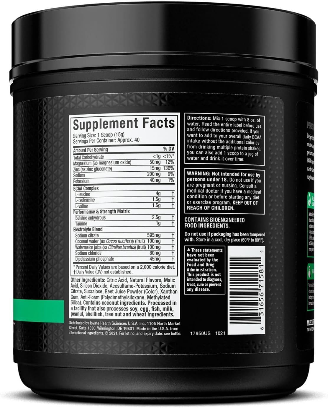 MuscleTech Amino Build BCAA Powder | Electrolytes & Strength Booster | Strawberry Watermelon