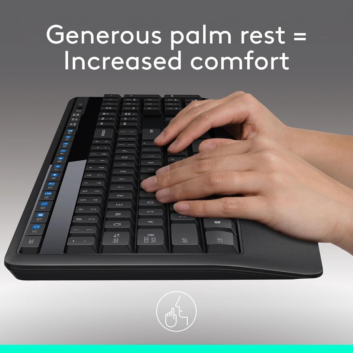 Logitech MK345 Wireless Keyboard and Mouse Combo - Full-Sized Keyboard with Palm Rest, Comfortable | Black