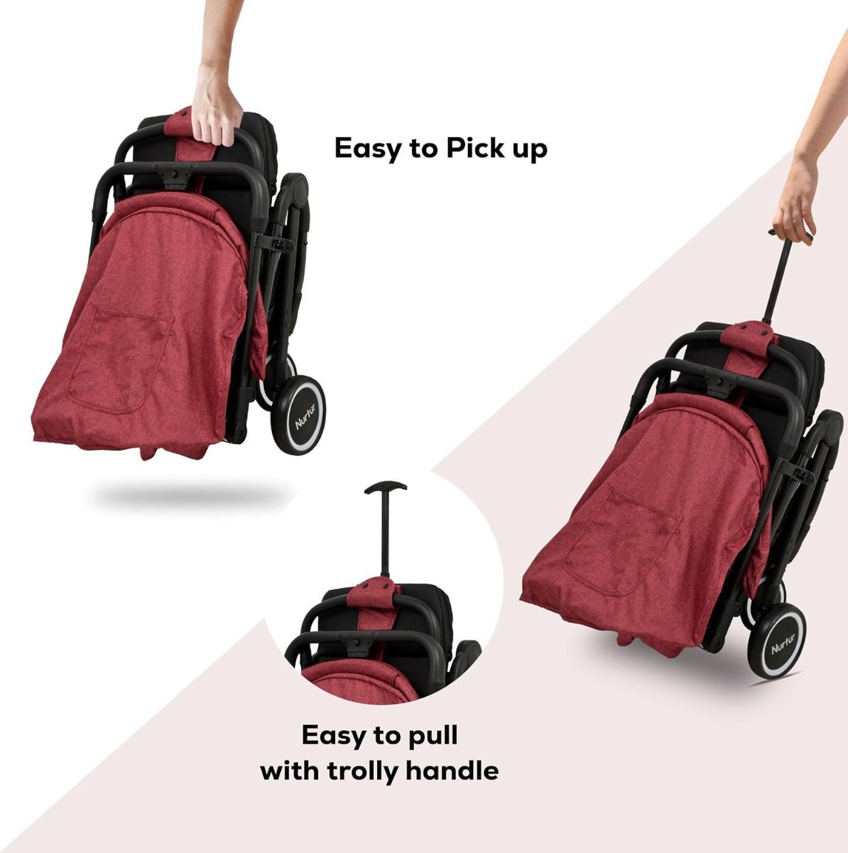 Nurtur Bravo Lightweight Travel Stroller for Baby & Kids, Compact Foldable Design, 5-Point, 0-36 months | Red