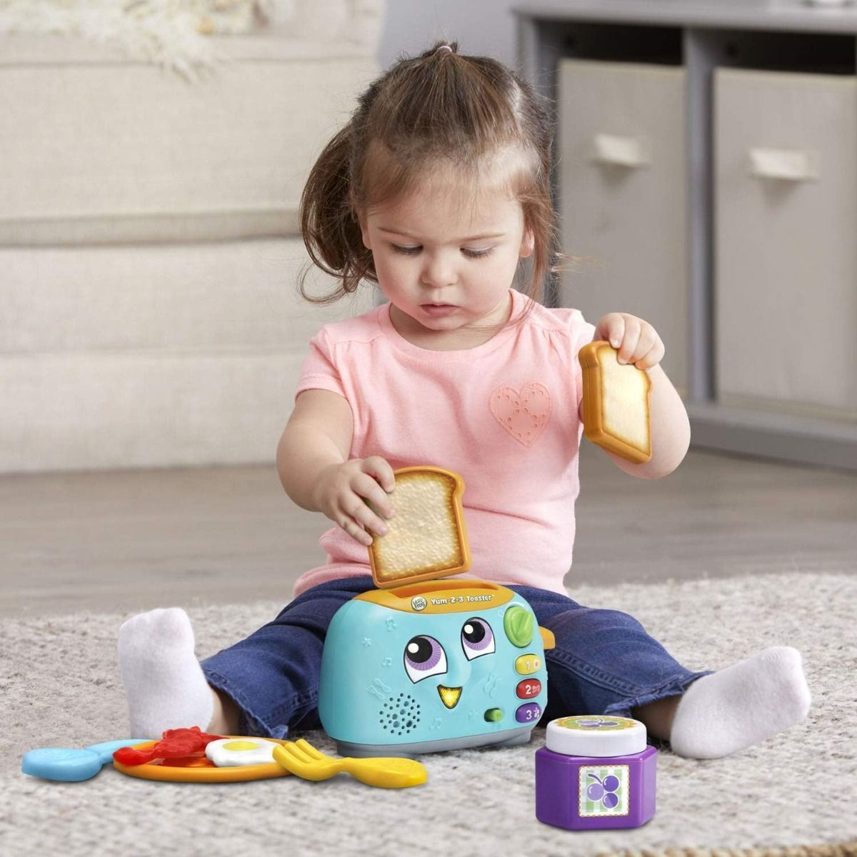 LeapFrog Yum-2-3 Toaster Interactive Learning Toy, Teal - Educational Pretend Breakfast Set