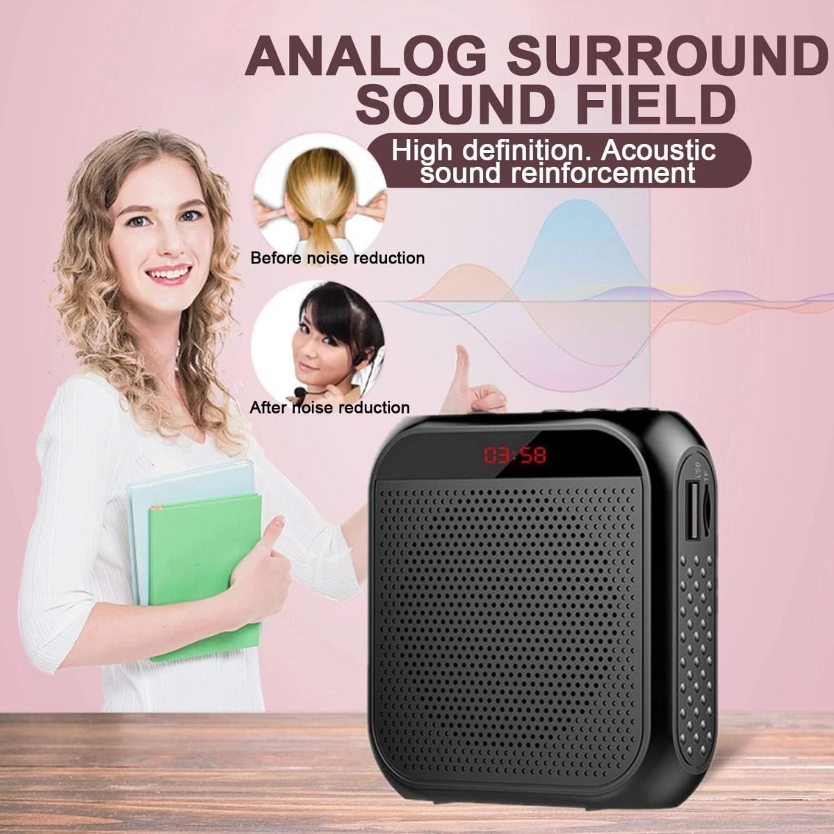ELECDON Voice Amplifier with Wired Microphone Headset, Portable Rechargeable PA Speaker, Personal Speech Amplifier for Teachers, Tour Guides, Coaches, Yoga & Fitness|Black