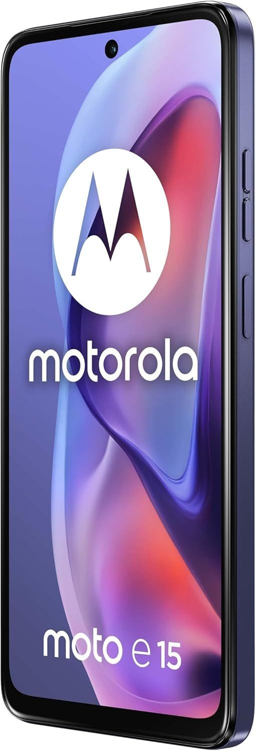 موتورولا Moto E15 ثنائي الشريحة سعة 64 جيجابايت - هاتف 4G غير مقفل بلون لافندر منعش | أزرق