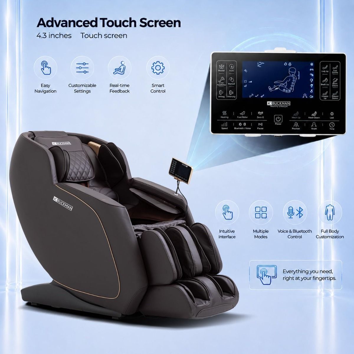 JC BUCKMAN RejuvenateUs 3D Full Body Massage Chair, Zero Gravity SL-Track, 18 Auto Programs, Heat Therapy, Bluetooth Speakers | Dark Brown
