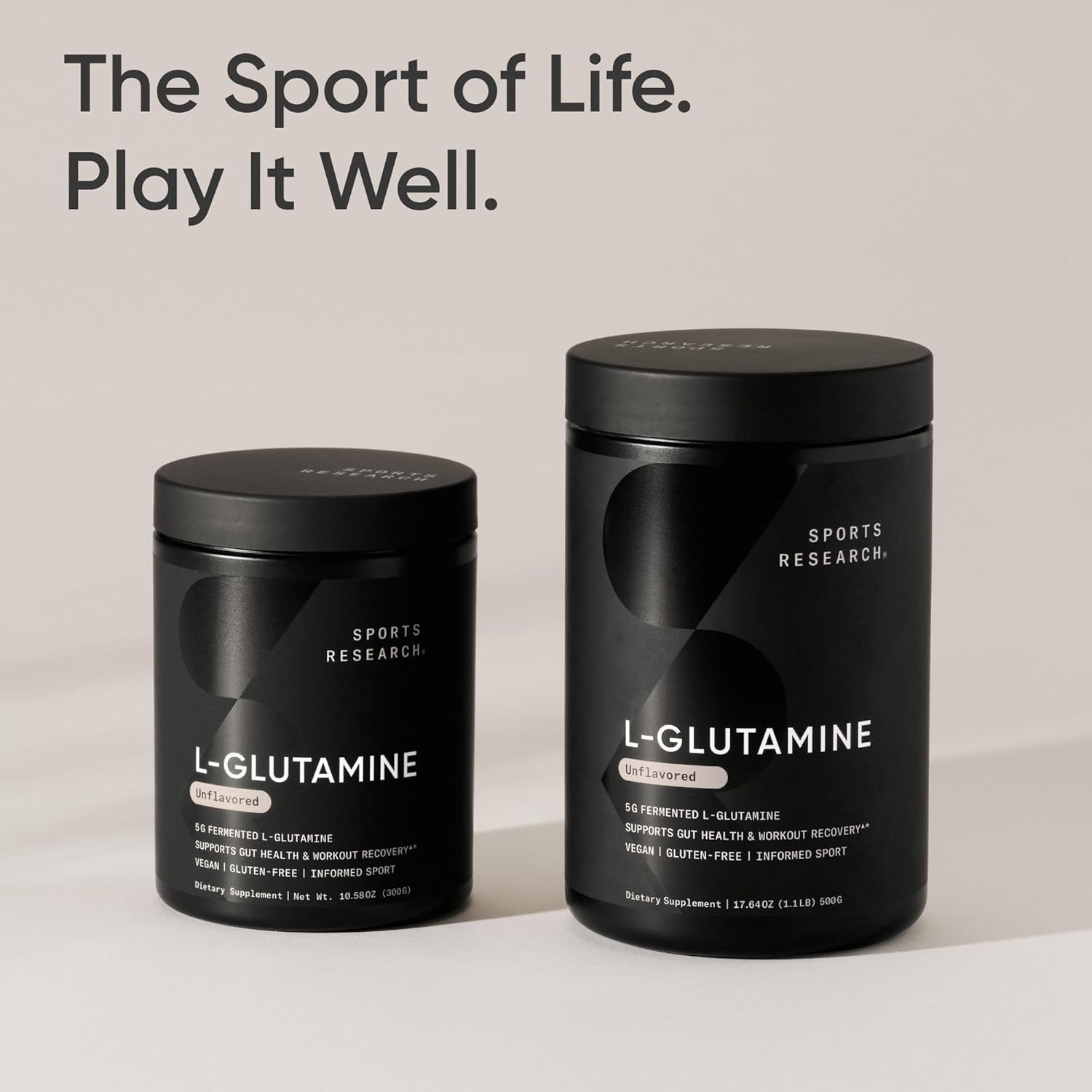Sports Research L-Glutamine Powder - 5g for Recovery & Gut Health - 10.58 Oz