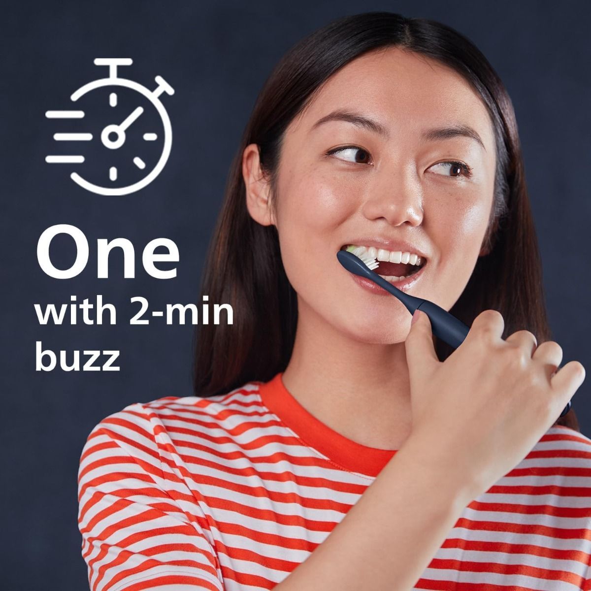 Philips One by Sonicare Battery Toothbrush HY1100/04, Midnight Blue - Portable Electric Toothbrush