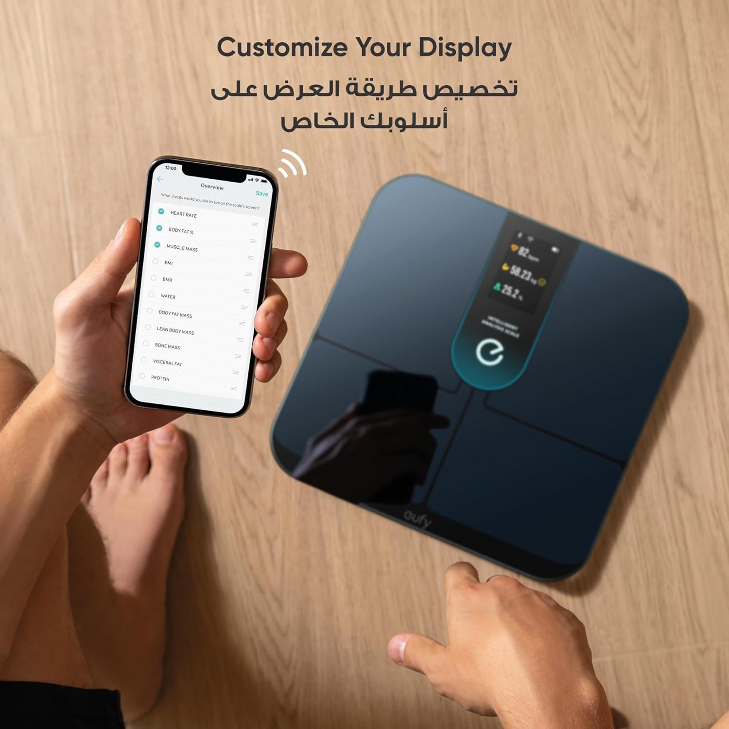 eufy Smart Scale P2 Pro Wi-Fi & Bluetooth Body Composition Scale, Full Body Health Metrics, High-Precision Sensors, App Sync - Black