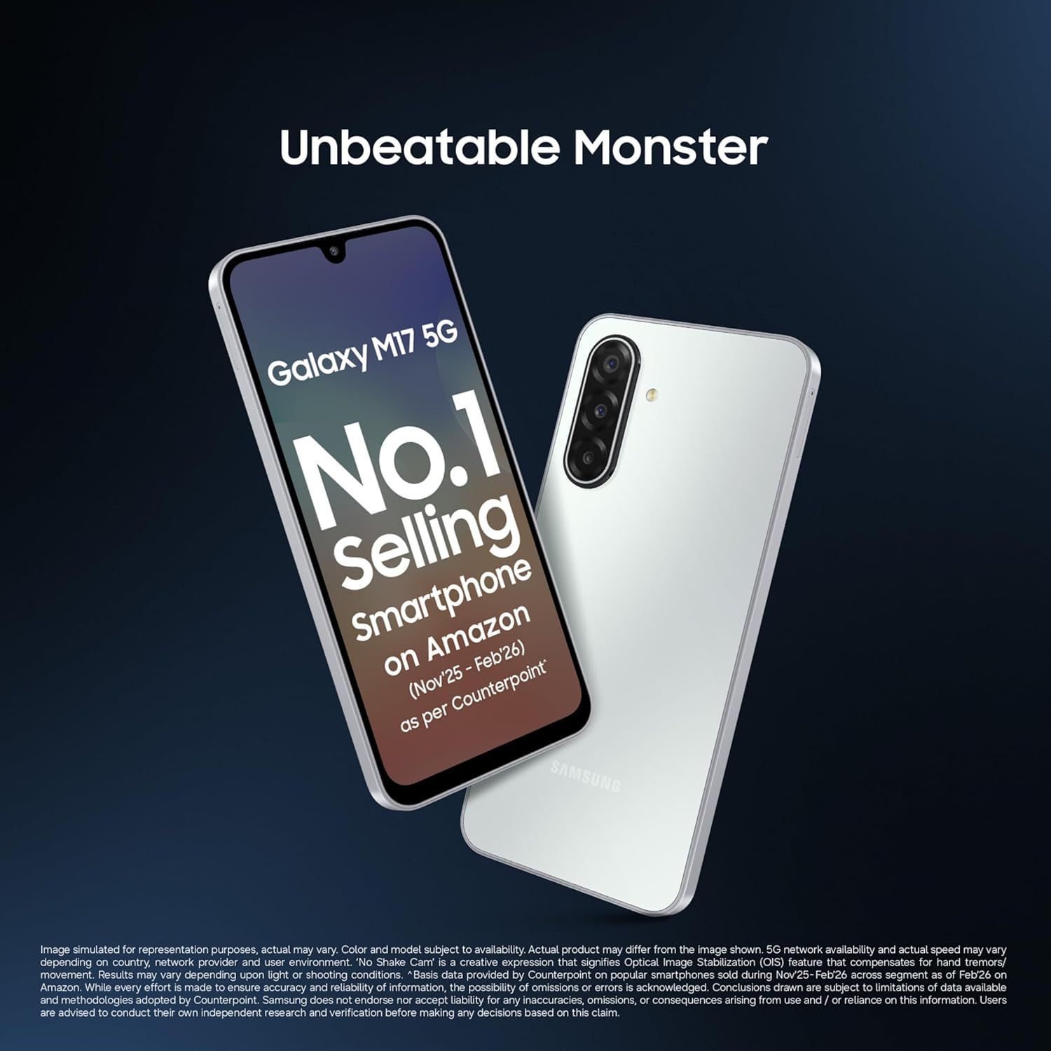 Samsung Galaxy M17 5G, 4GB RAM, 128GB Storage, 50MP Camera, IP54 |Moonlight Silver