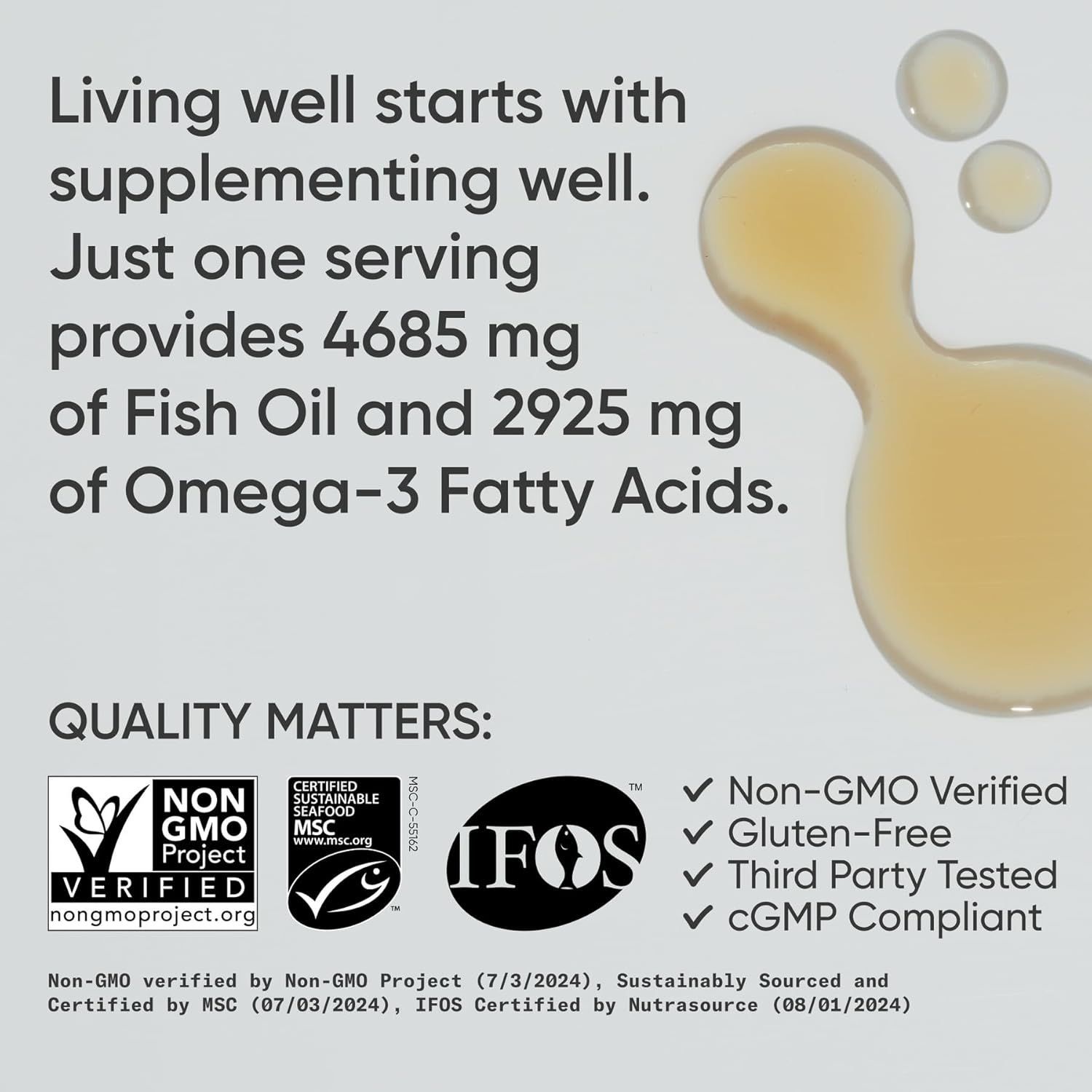 Sports Research Premium Omega-3 Fish Oil - Wild Caught Alaska Pollock - 4685mg