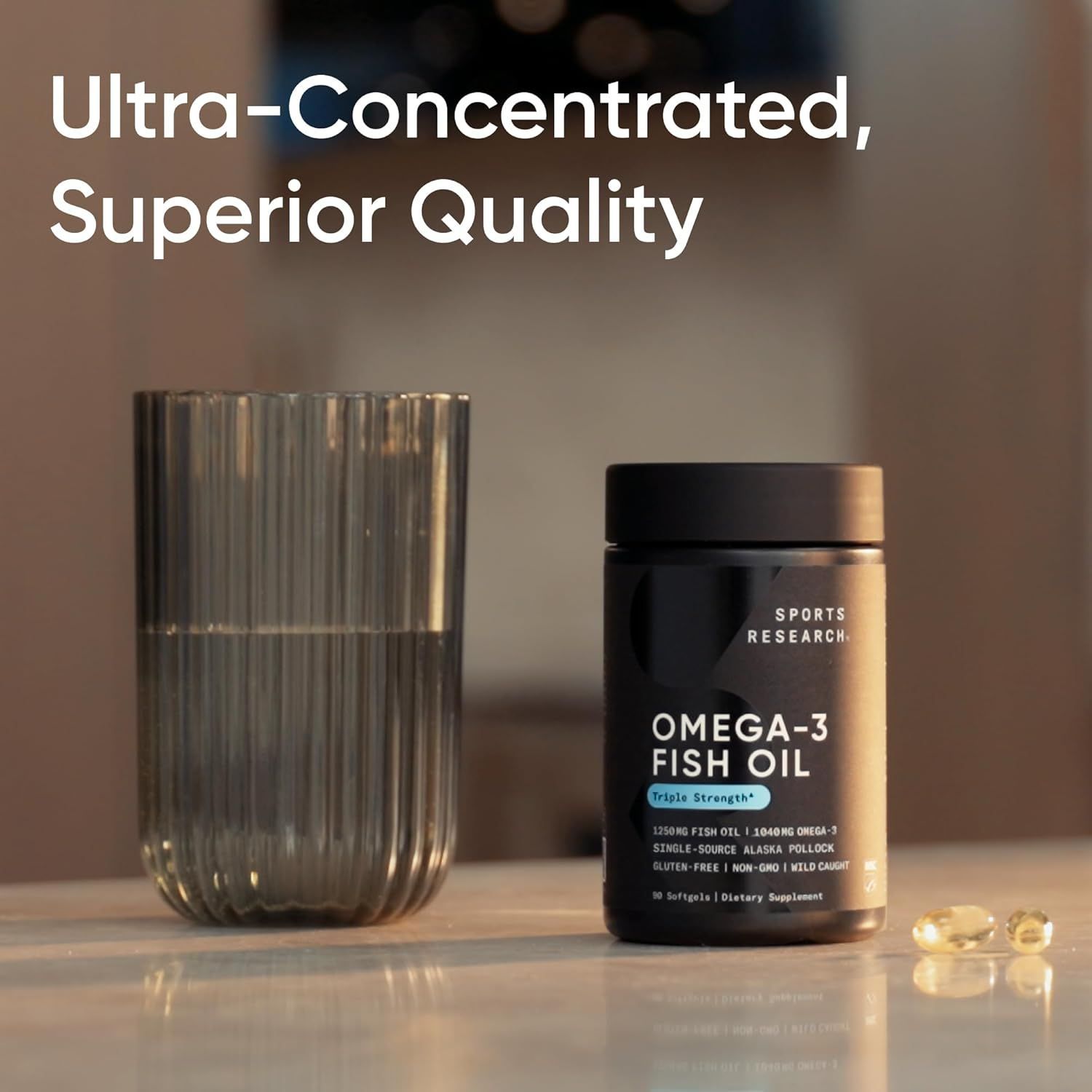 Sports Research Premium Triple Strength Omega-3 Fish Oil Softgels - 1250 mg, 180 Count
