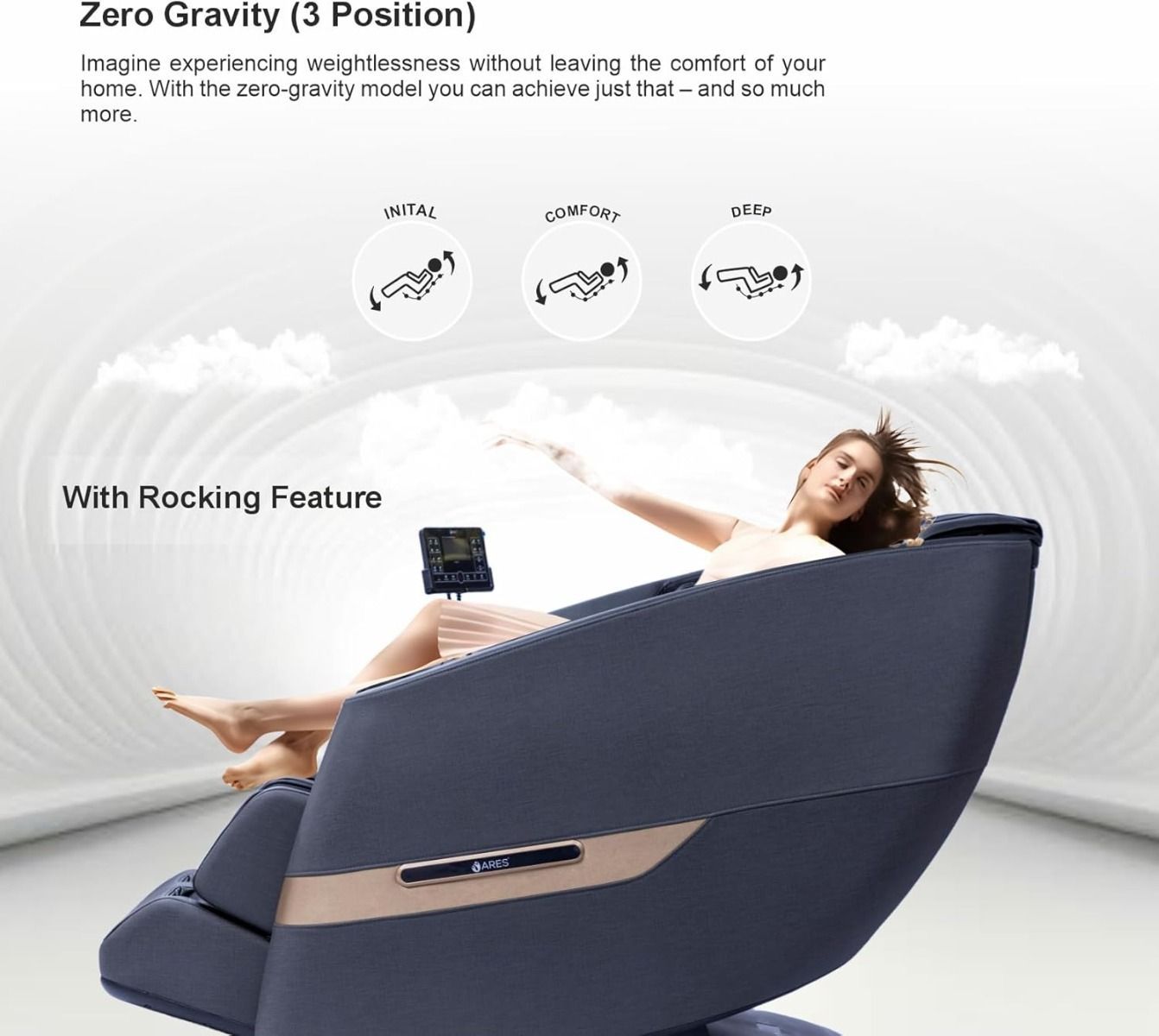 ARES uClass Full Body Shiatsu Massage Chair, Magnetic Massage, 24 Auto Programs, Zero Gravity Recliner, Bluetooth Speakers