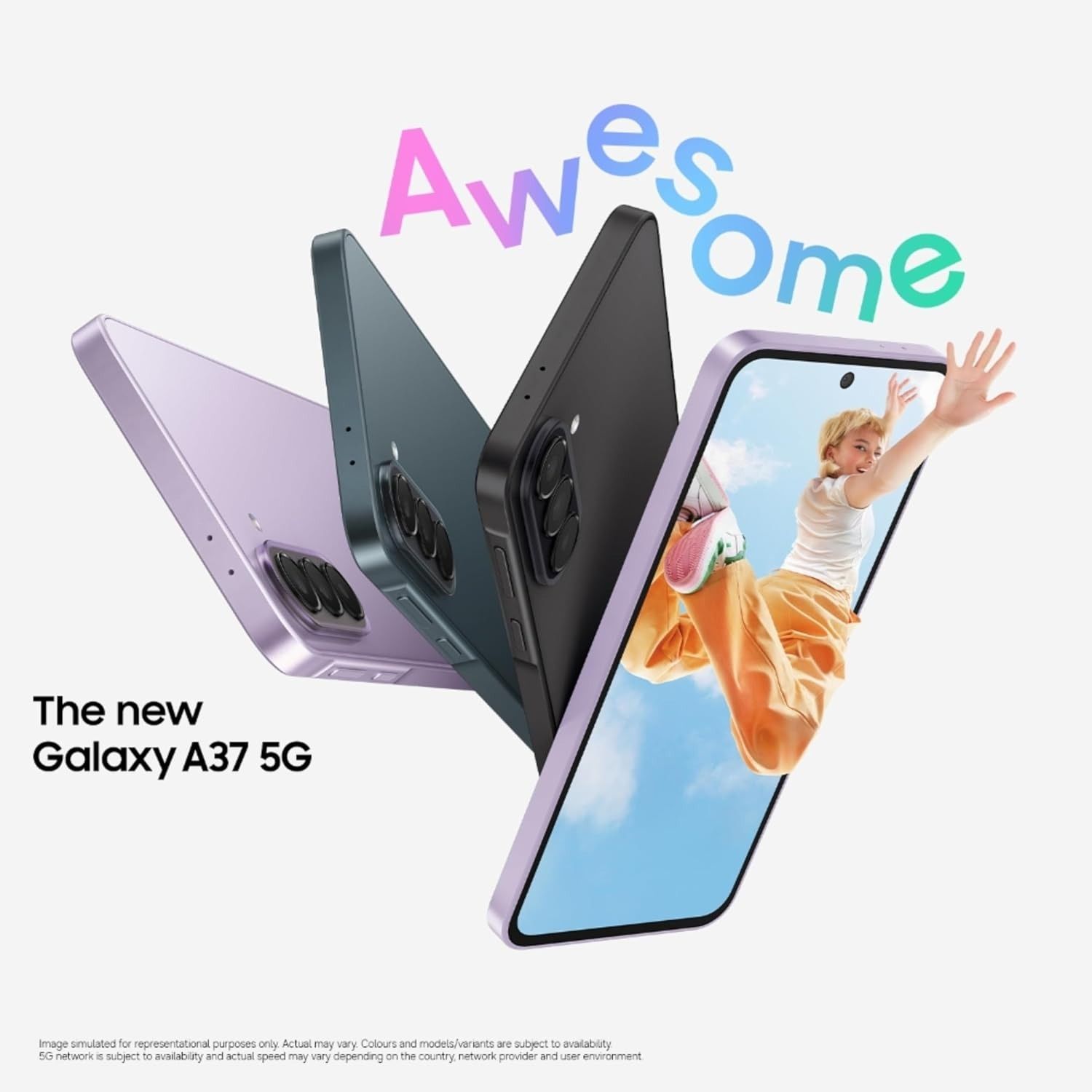 Samsung Galaxy A37 5G SM-A376B, 6.7" FHD+ Super AMOLED, 128GB+6GB RAM, 6 Gen OS, 5000mAh Battery | Awesome Gray Green 