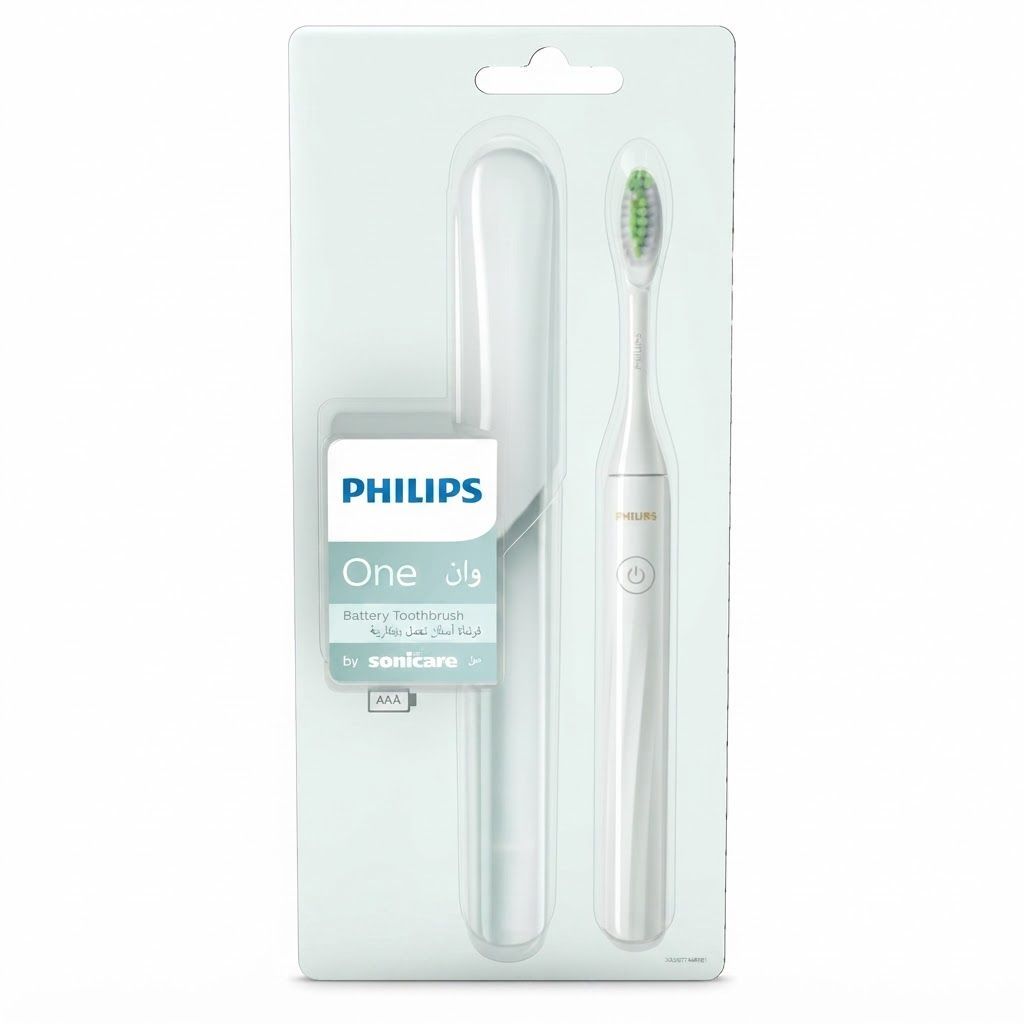Philips Sonicare One Battery Toothbrush HY1100/03, Mint Light Blue - 2 Piece Travel-Ready Set