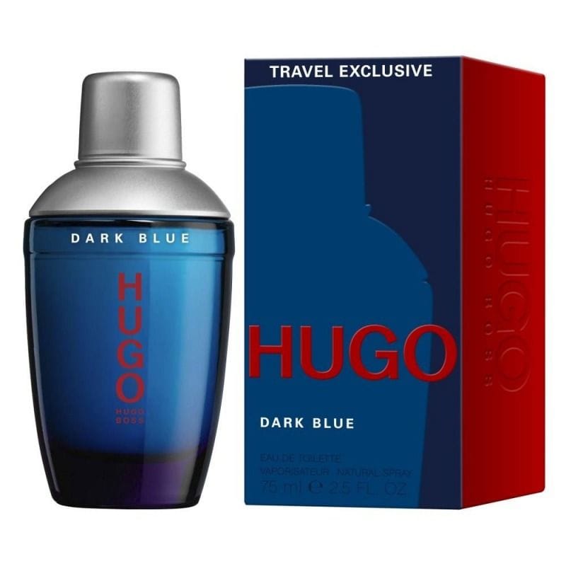 عطر هوغو بوس دارك بلو للرجال، عطر شرقي حار بنفحات من الزنجبيل والجريب فروت والماهوجني والفانيليا، زجاجة 75 مل، رائحة رجالية كلاسيكية