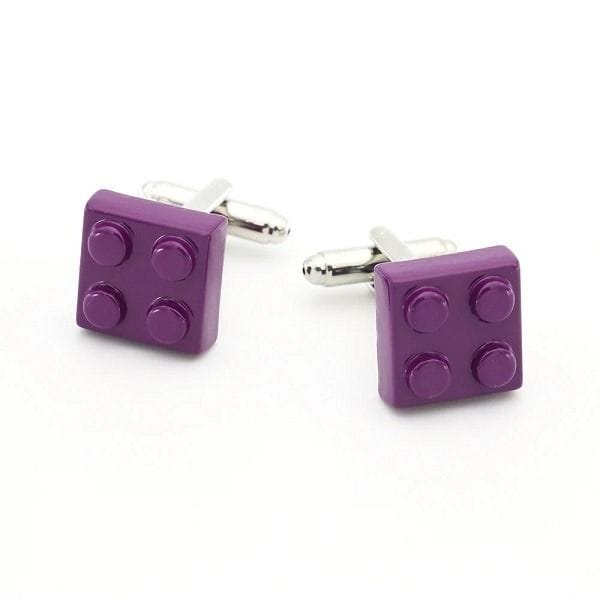 JFox Cufflinks Purple Lego Cufflinks, Novelty Building Block Design, Men's & Kids Formal Shirt Accessories, Unique Gift