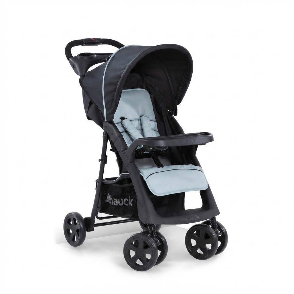 Hauck Shopper Neo 2 Lightweight Travel Stroller, Caviar Stone, 7.9kg Agile Pushchair, Compact One-Hand Fold | Silver