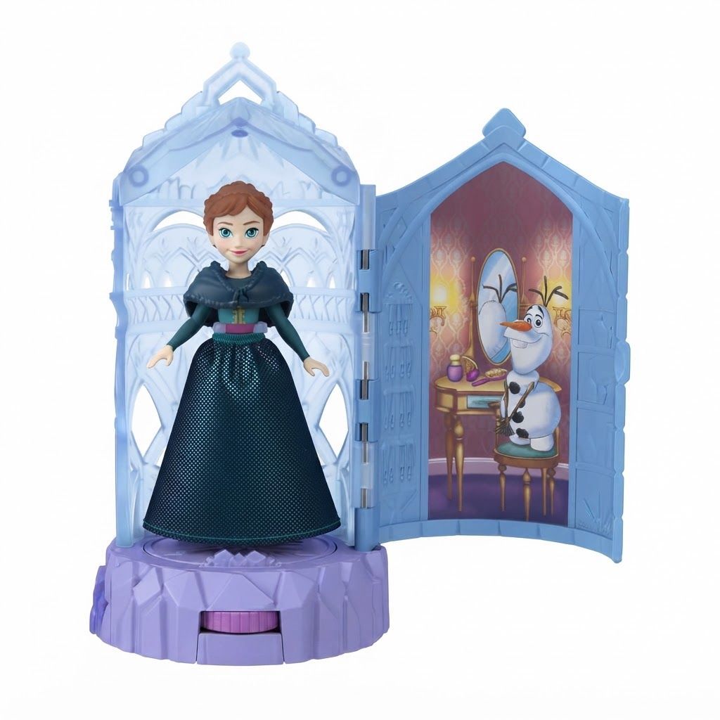 Mattel Disney Frozen Ice Castle Spinning Surprise Playset with Miniature Doll JCR90, Collectible Mystery-Themed Playset