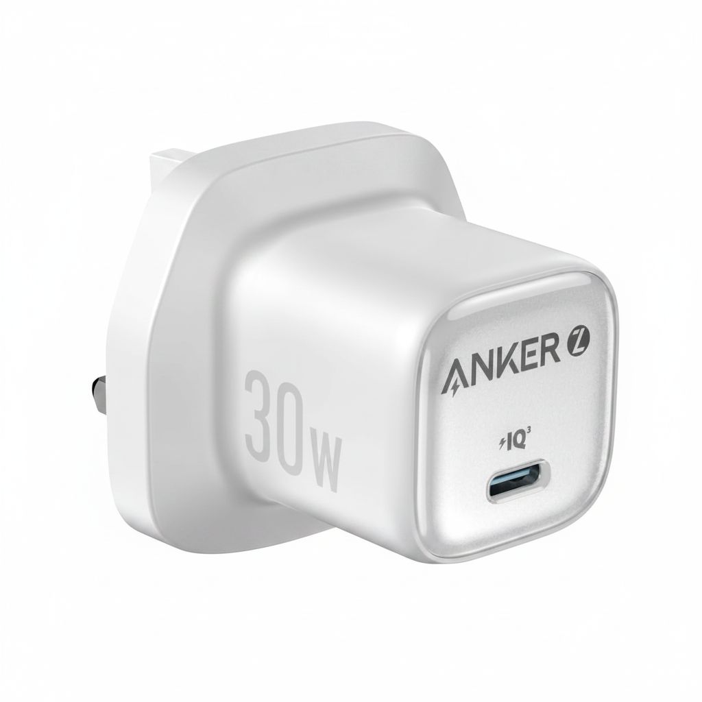 Anker Zolo 30W USB-C Charger with GaN Technology, Compact Design, Enhanced Temperature Control & 3X Faster Charging | White