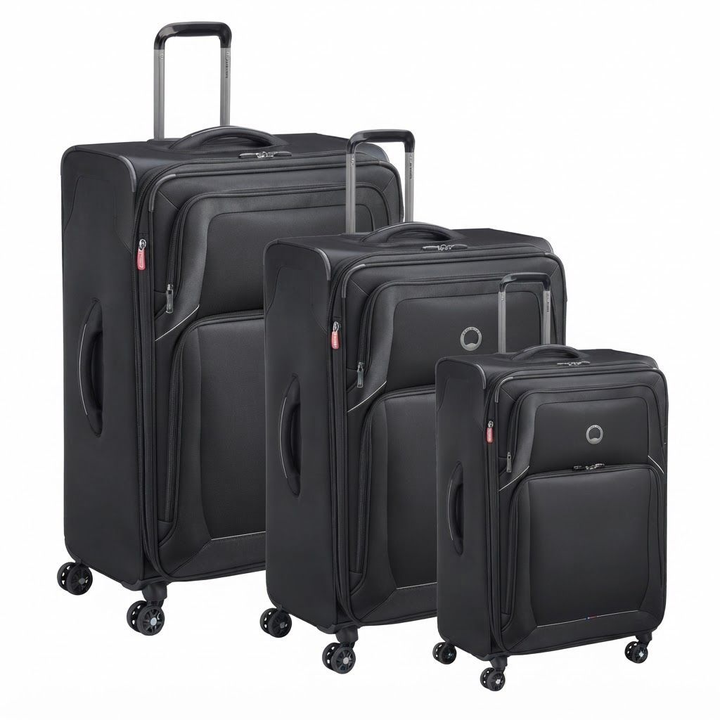 Delsey Optimax Lite 3-Piece Hardside Spinner Luggage Set, Lightweight Expandable Suitcases, Hardside Polymer, TSA Approved Combination Lock | Black