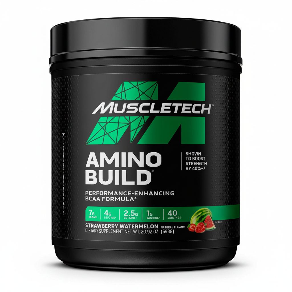 MuscleTech Amino Build BCAA Powder | Electrolytes & Strength Booster | Strawberry Watermelon