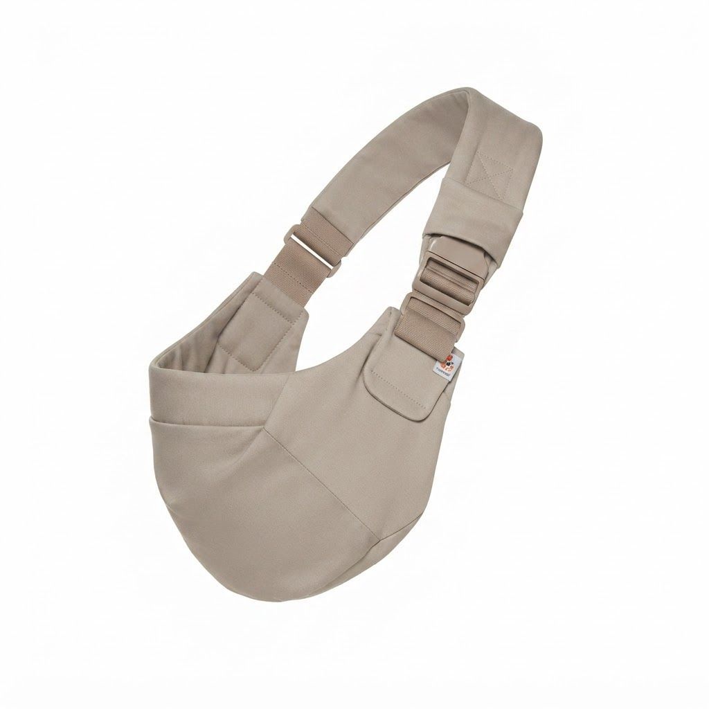 Ergobaby Upsie Sling Carrier, Ergonomic Wide Bucket Seat For Full Support, Cushioned Strap For Caregiver Comfort, Stylish And Reliable Design - Natural Beige