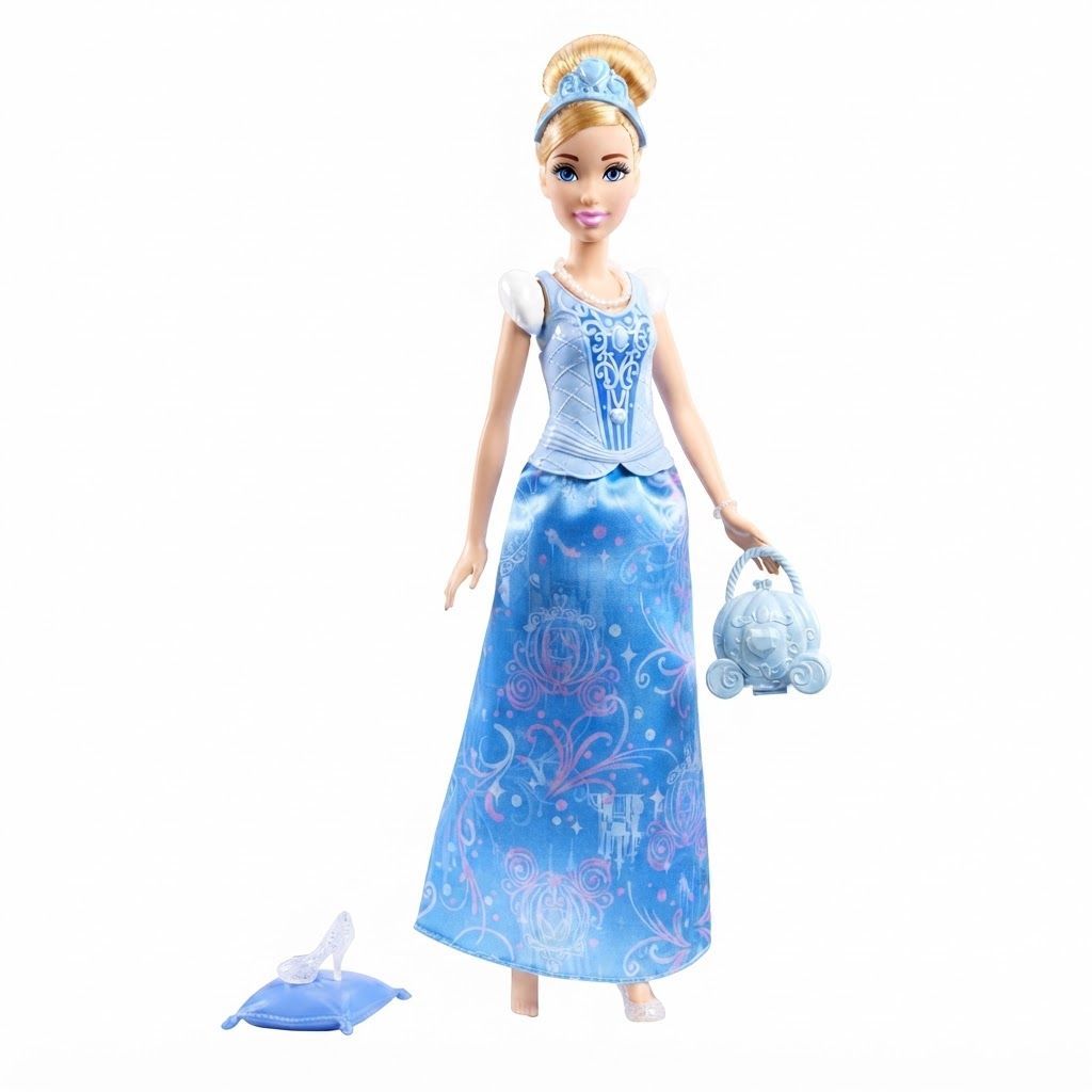 Disney Princess Cinderella Fashion Doll, 2-in-1 Story Outfits, 2 Snap-On Bodices, 2 Skirts & 9 Accessories, Kids Toy