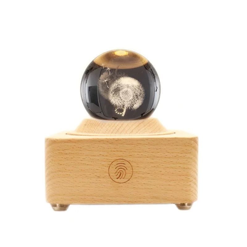 Home Tree Crystal Ball Bluetooth Speaker, Dandelion LED Projector Night Lamp, 1200mAh Rechargeable Battery, Portable Bluetooth Music Box