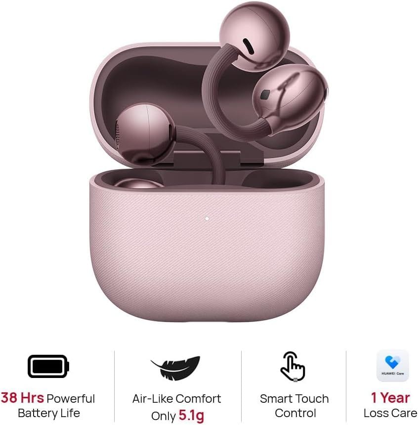 Huawei FreeClip 2 Open-Ear Clip-On Earbuds, C-Bridge Design, 38H Battery, Dual Driver, IP57 Water & Dust Resistant - Berry Purple