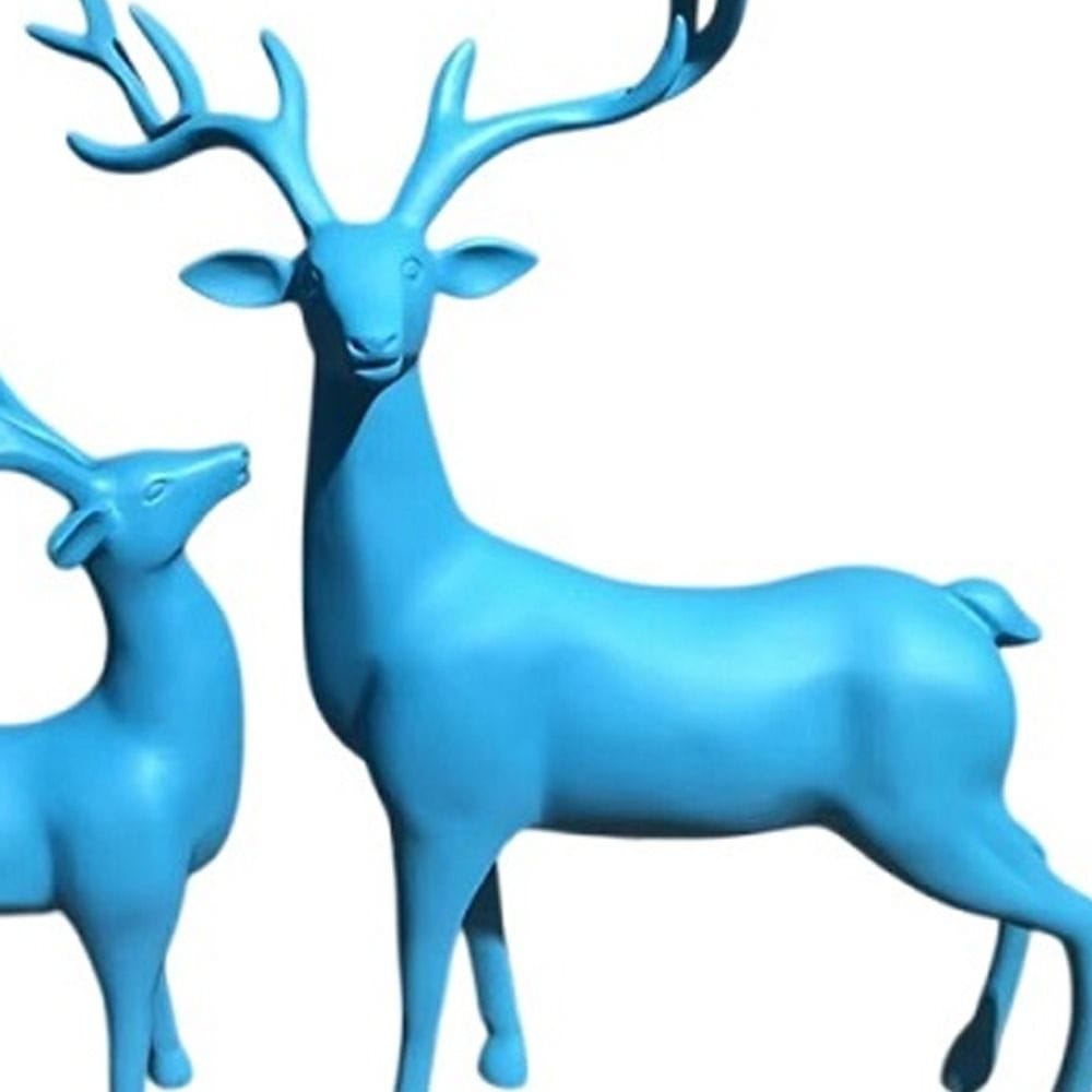 Luxury Signature Light Blue Reindeer Figurines, 2 Piece Resin Deer Statue Set, Modern Decorative Showpieces for Home, Living Room, Office & Tabletop Decor