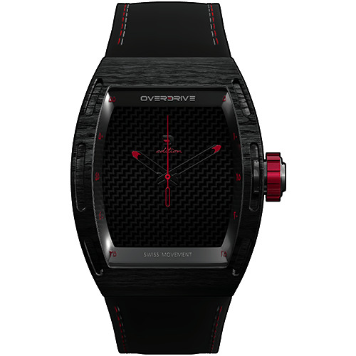 Overdrive D2 Edition D2-DFC-BR Watch, 40mm Carbon Fiber Case, Swiss Ronda 763H3 Quartz Movement, K1 Mineral Glass, Rubber Strap, 50m Water Resistant