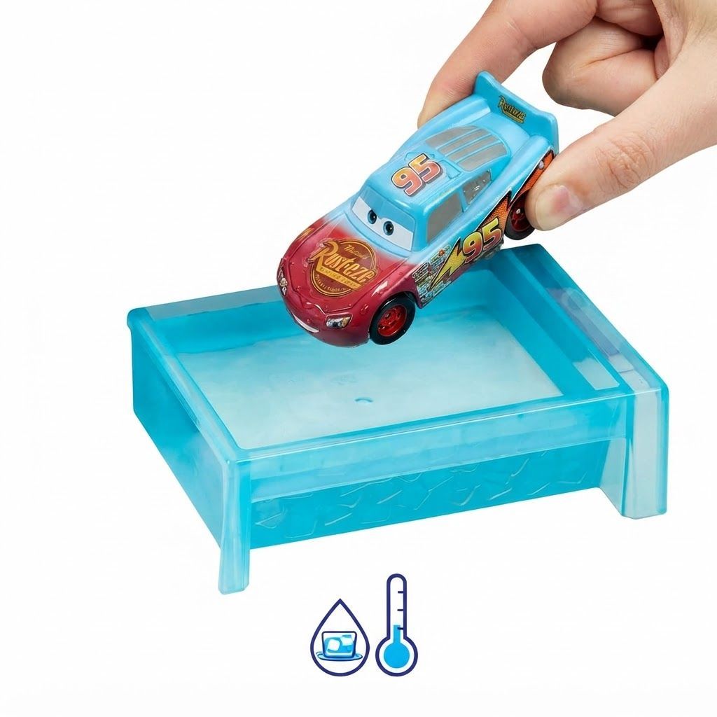 Mattel Disney Pixar Cars Color Changers Race Ready Car Wash Playset, Lightning McQueen Vehicle, Color-Changing Car Wash, Multicolor