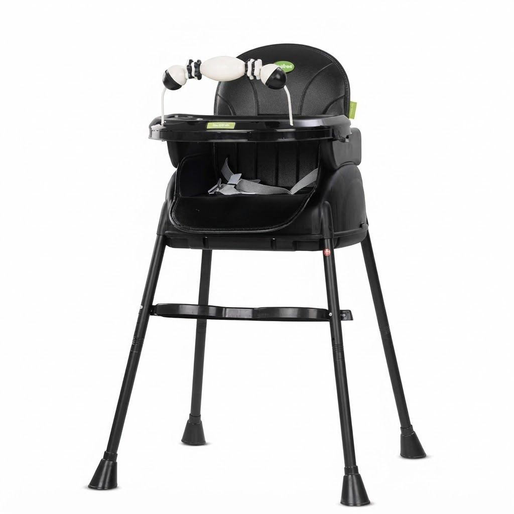 Baybee Nora 4-in-1 Convertible High Chair for Babies & Toddlers, Adjustable Height, Removable Tray & Safety Harness, Black