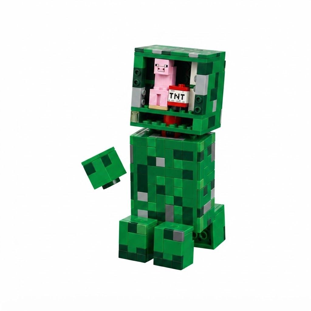 LEGO Minecraft The Creeper Building Toy for Kids, Large Posable Action Figure with Hidden 1 Creeper Minifigure, 10+ years