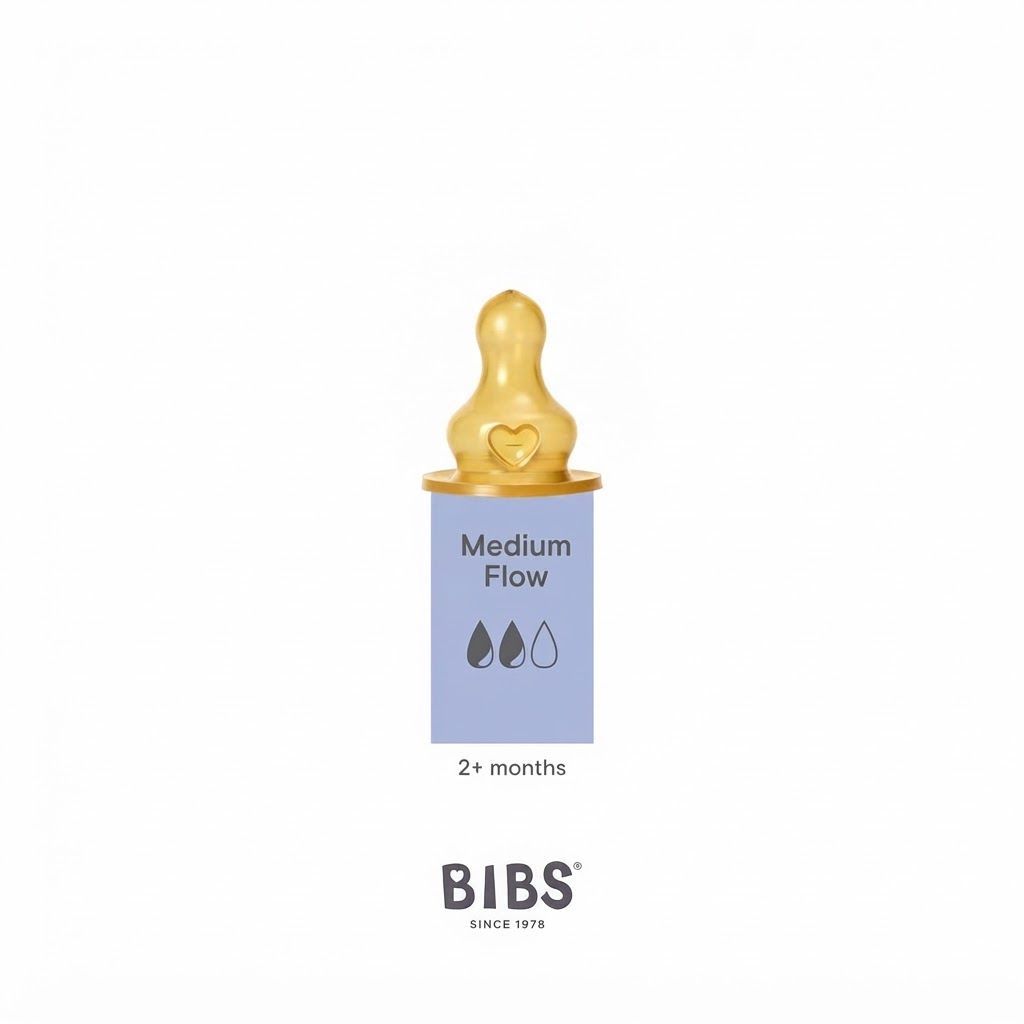 BIBS Latex Fast Flow Bottle Nipple 4+ Months 2 Pack, Natural Rubber Latex, Anti-Colic Function, BPA-Free, Quick Milk Flow - Orange