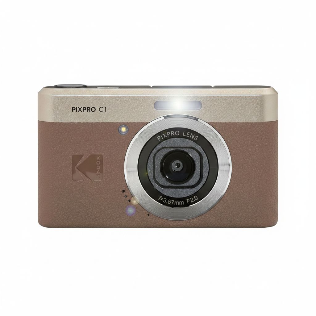 Kodak PIXPRO C1 Ultra-Compact Digital Camera 13MP with BSI CMOS Sensor, 4X Digital Zoom, 2.8-Inch LCD Screen & 16GB Built-In Storage | Brown