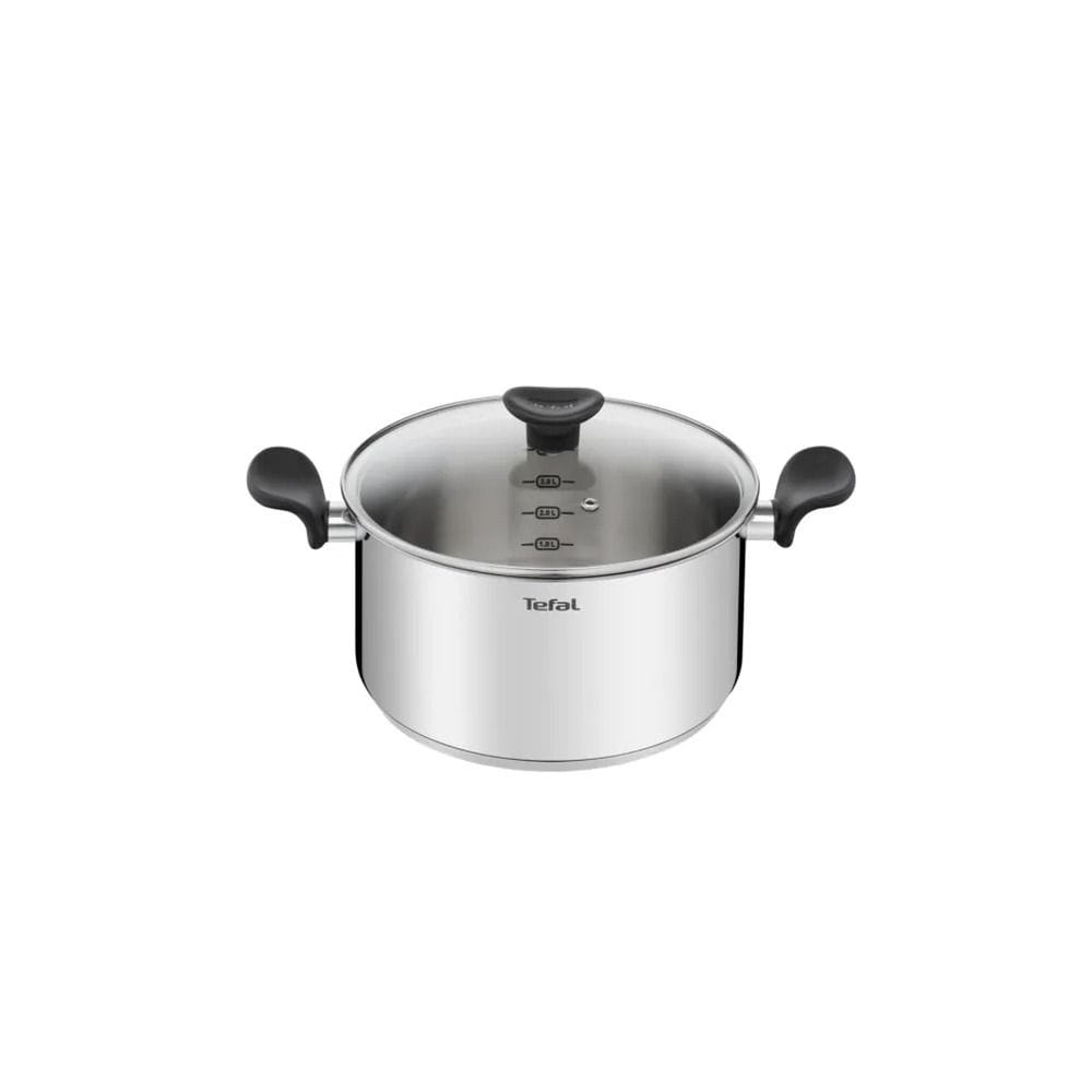Tefal Primary Stainless Steel Stewpot, 24cm with Lid, Induction Compatible Cookware, Durable Stainless Steel Construction - E3084604