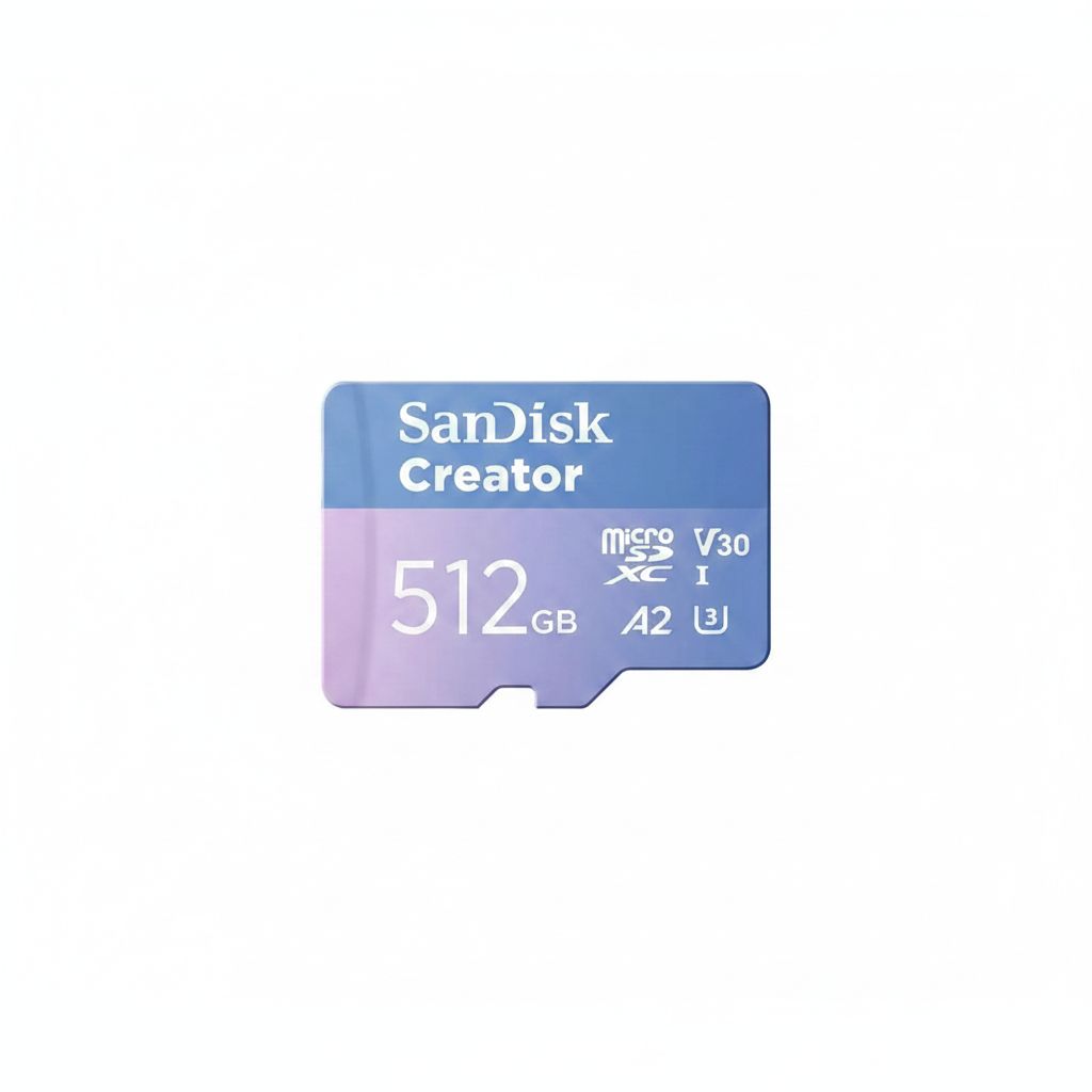 سانديسك كرييتور microSD سعة 512 جيجابايت مع محول، بسرعة قراءة تصل إلى 190 ميجابايت/ثانية وكتابة 130 ميجابايت/ثانية، أزرق