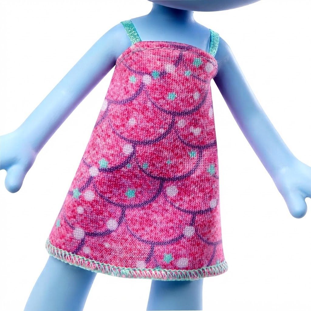 Mattel Dream Works Trolls Band Together Trendsettin’ Chenille Fashion Doll, Signature Blue Hair & Fashion Accessories, Blue