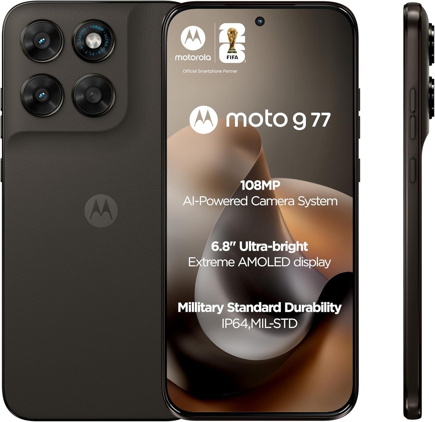 موتورولا Moto G77 5G - كاميرا 108 ميجابكسل، سعة 256 جيجابايت، شاشة أموليد 120 هرتز | أسود