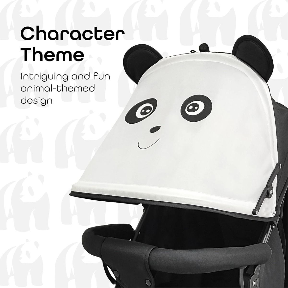 The Moon Safari Baby Stroller - Lightweight Umbrella Stroller for Travel with Panda Theme 18 kg, 0-36 months, 5-Point Harness