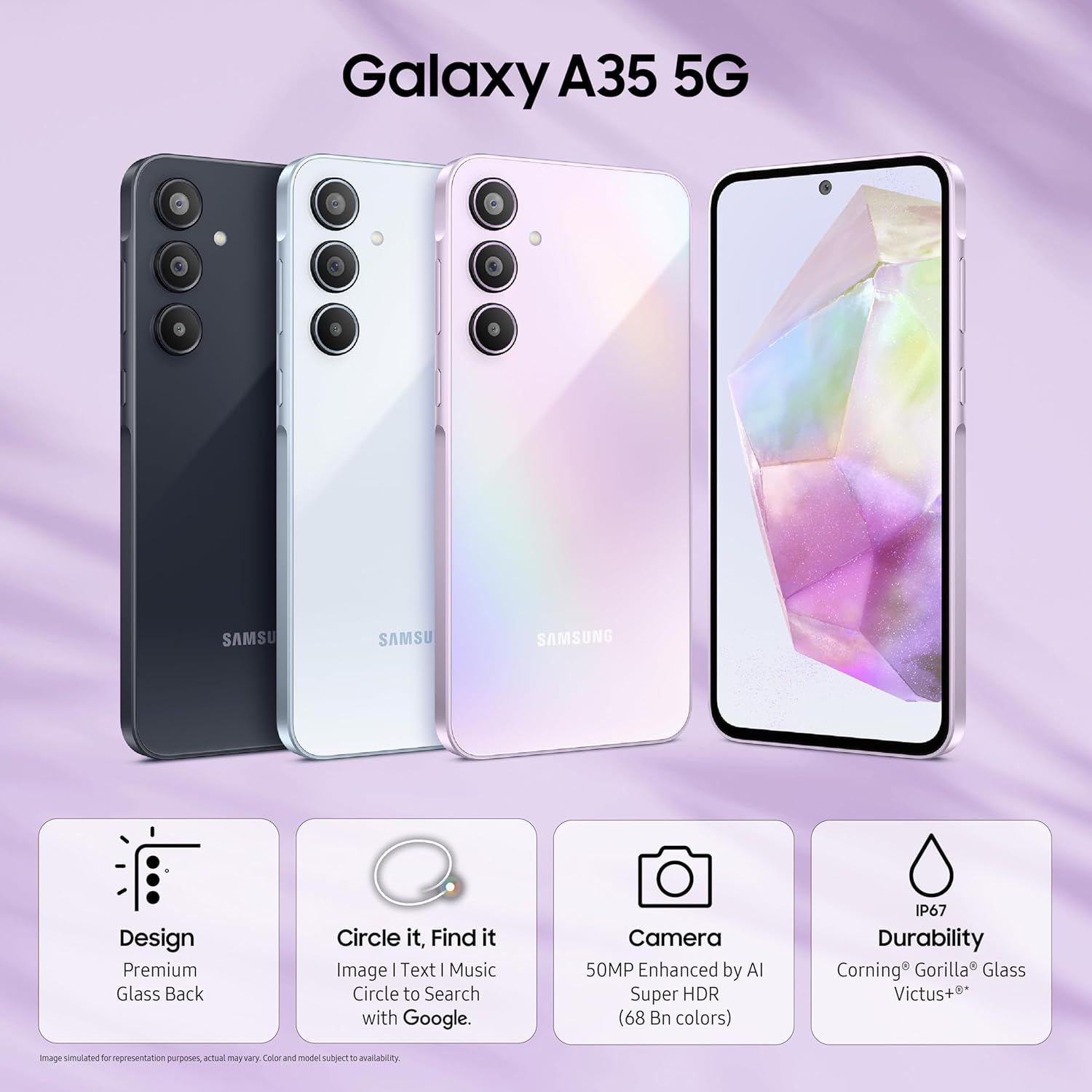 Samsung Galaxy A35 5G | 50MP Camera, 8GB RAM, IP67 | Awesome Lilac