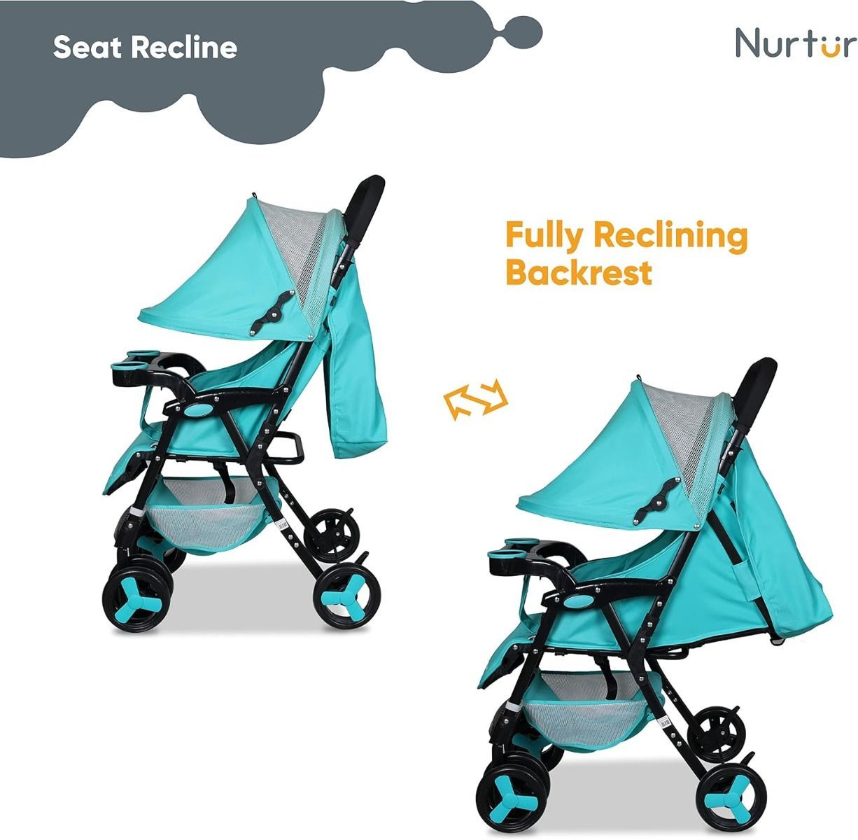 Nurtur Ryder Ultra Compact Lightweight Baby Stroller, Portable Travel Stroller,  0-36 Months |Teal