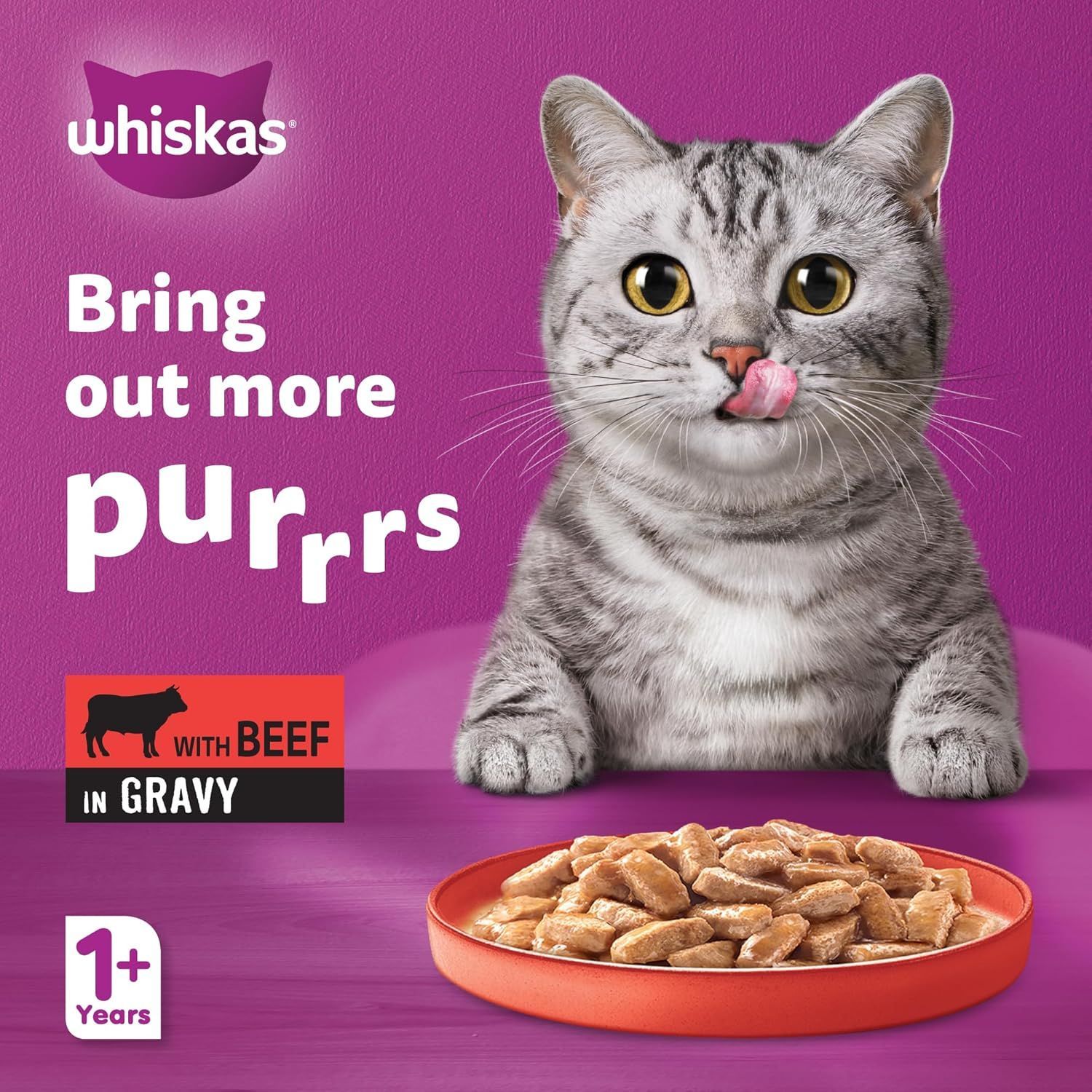 Whiskas Beef in Gravy Cat Food 400g - 24 Pack for Adult Cats